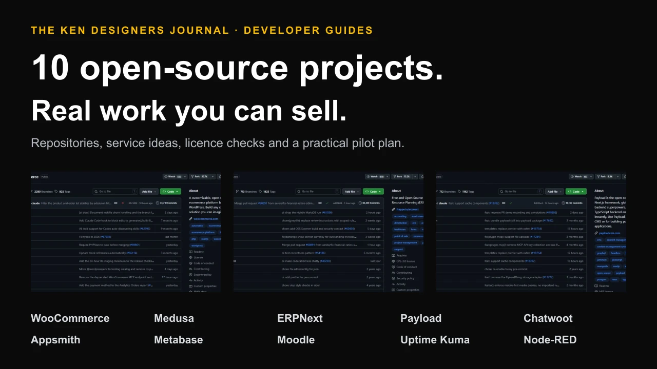 Ten open-source developer business opportunities, illustrated with screenshots of upstream GitHub repositories