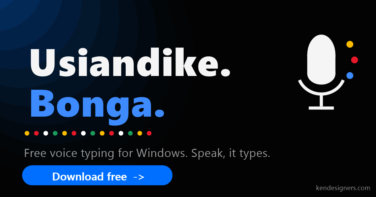 BONGA voice typing app for Windows